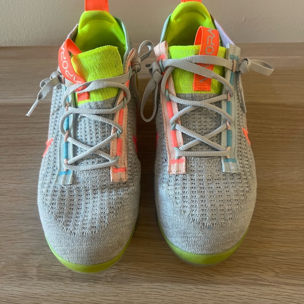 Women’s Nike VaporMax Gray and Neon Multi-Color Shoes